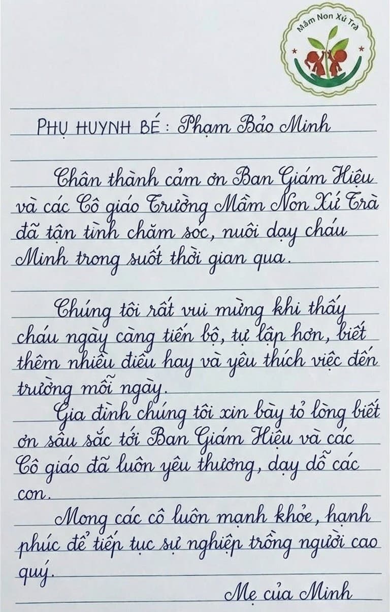 Bé nhà em rất thích đi học mỗi ngày, cô giáo tận tình và môi trường sạch sẽ